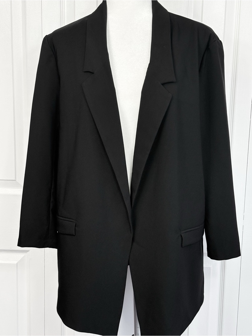 NWT New York & Co. Black Open Front Ruched 3/4 Sleeve Blazer Jacket XL Tall